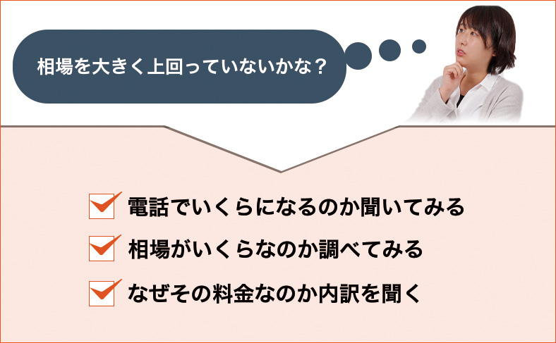 一般的な費用の相場を大きく上回っていないか？