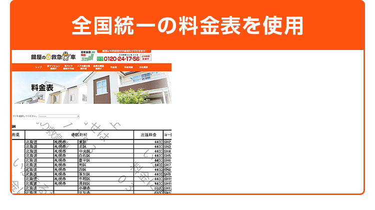 全国統一の料金表を使用